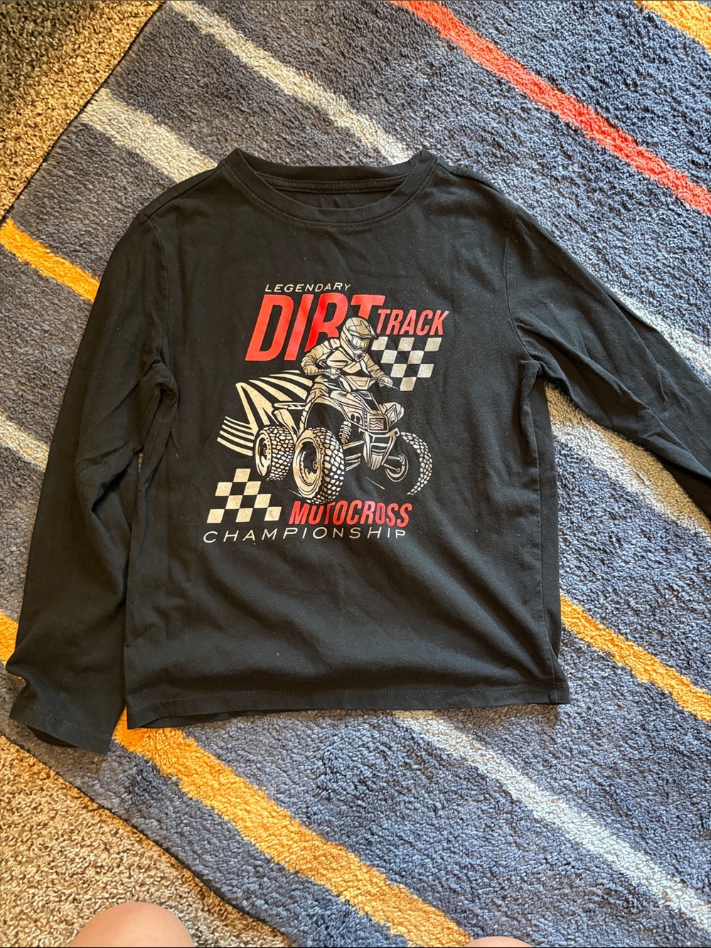 Kids Black 'Dirt Track Motocross' Long-Sleeve Tee